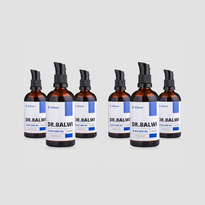 Sechs braune Flaschen mit schwarzer Pumpe mit der Aufschrift Premium Schwarzkümmelöl by Dr. Balwi Shop sind in zwei Reihen auf einem hellgrauen Hintergrund angeordnet und betonen den Nutzen für die Haarpflege und die Unterstützung bei der Reduzierung von Haarausfall.